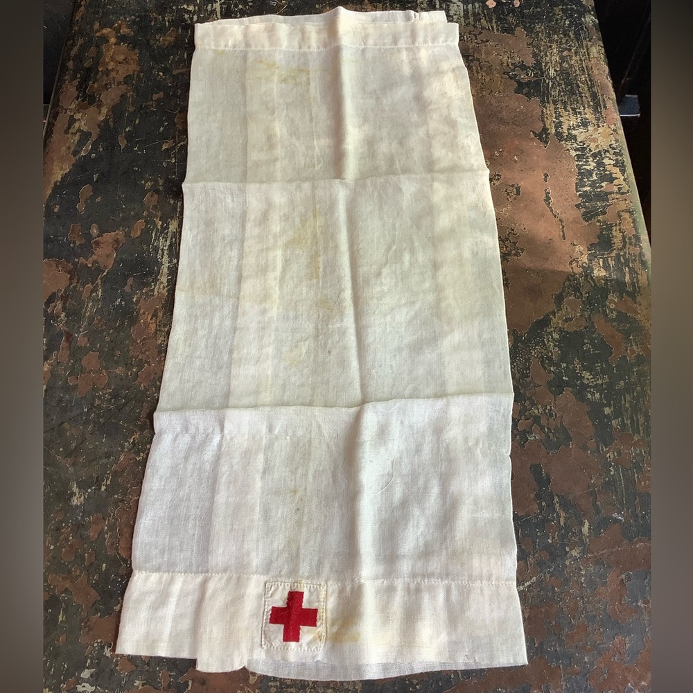 Vintage Red Cross Linen/ Handkerchief